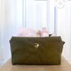 Trousse de toilette cube romane kaki en coton bio