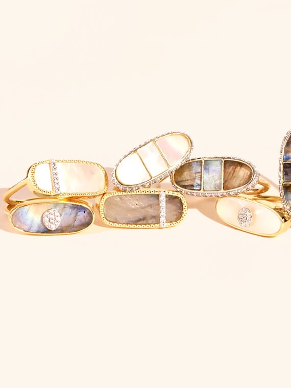 Bagues izy nacre et labradorite