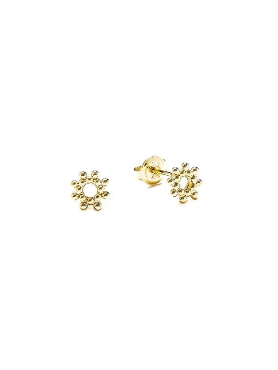 Boucles puces soleils perlés dorés