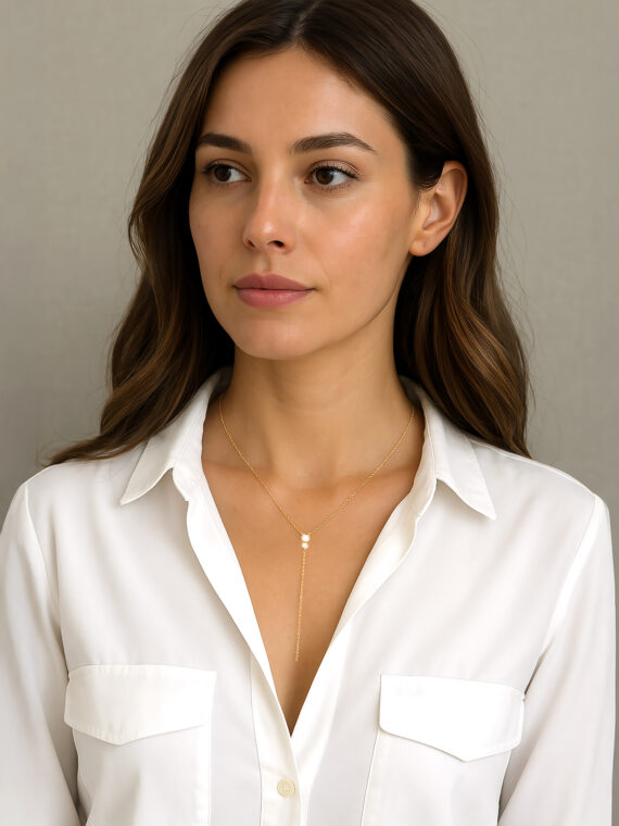 Collier cravate forme Y emilie - femme-plaque or