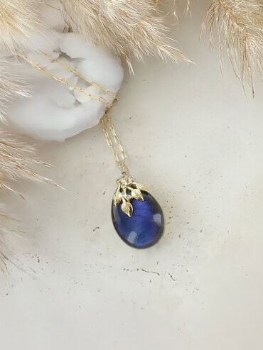 Collier goutte Flora labradorite