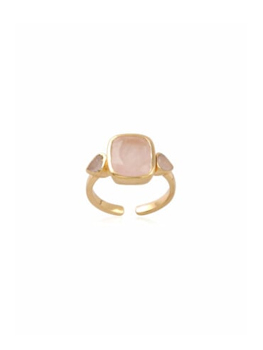 Vague lise quartz rose - Bijou fantaisie plaqué or en pierre fine naturelle