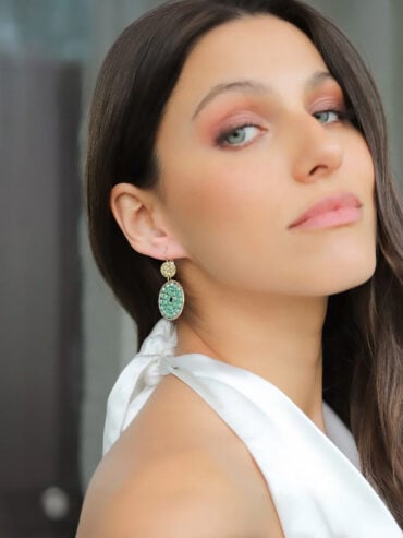 Boucles d'oreilles paradis - bleu vert crystalline