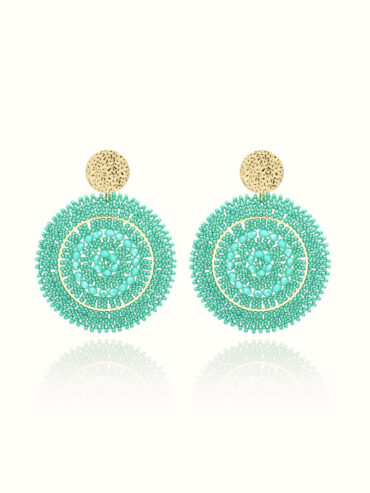 Boucles d'oreilles fantaisie espagnola bleu vert cystalline
