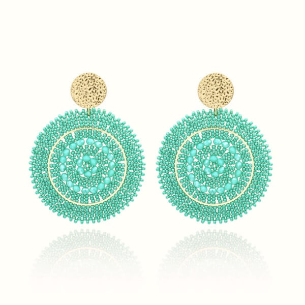Boucles d'oreilles fantaisie espagnola bleu vert cystalline