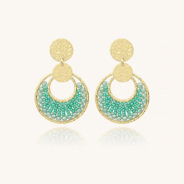 Boucles d'oreilles mini luna bleu vert crystalline