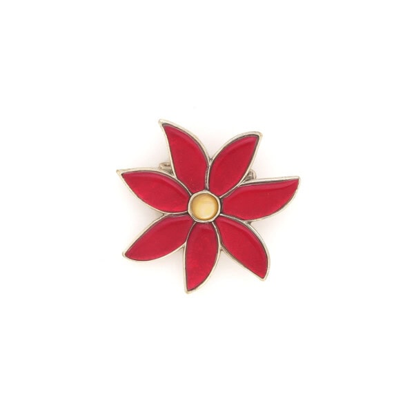 Broche fleur rouge