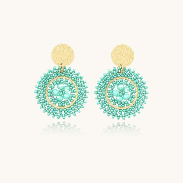 Boucles d'oreilles fantaisie baby espagnola bleu vert cystalline