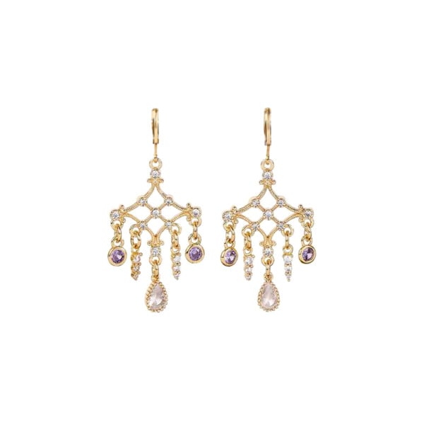 Boucles d'oreilles rétro chandelier JAY. Boucles pendantes dorées 18 carats