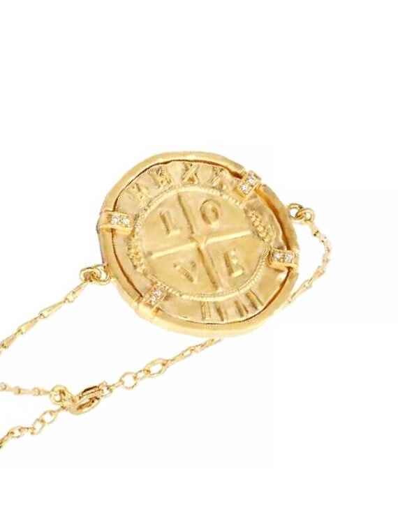 Bracelet médaille ancienne love - zoom