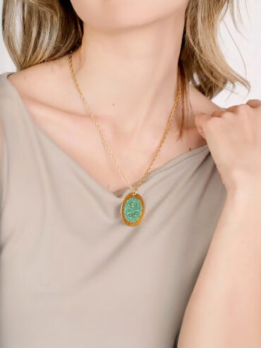 Collier Isabella bleu vert lagon crystalline
