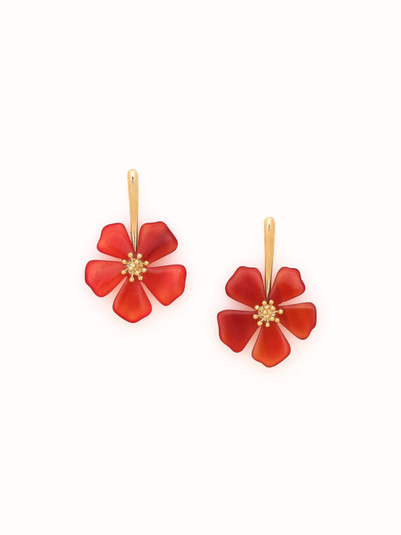 Boucles d'oreilles pendantes fleur d'hibiscus