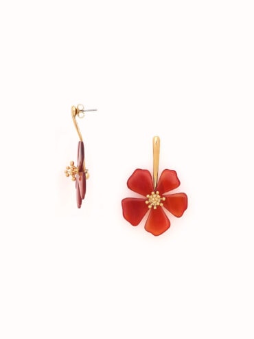 Boucles d'oreilles pendantes fleur d'hibiscus