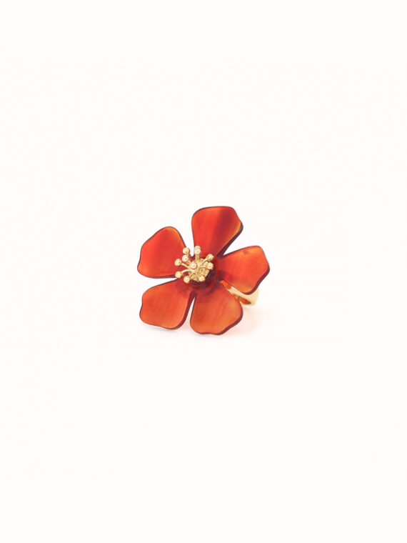 Bague ajsutable fleur d'hibiscus