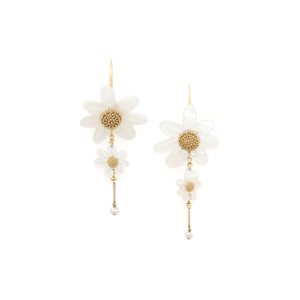 Boucles pendantes marguerite nacre