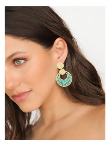 Boucles d'oreilles mini luna bleu vert crystalline - femme