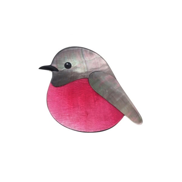broche oiseau miro incarnat
