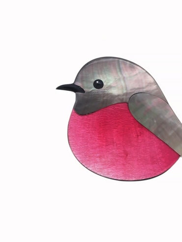 broche oiseau miro incarnat