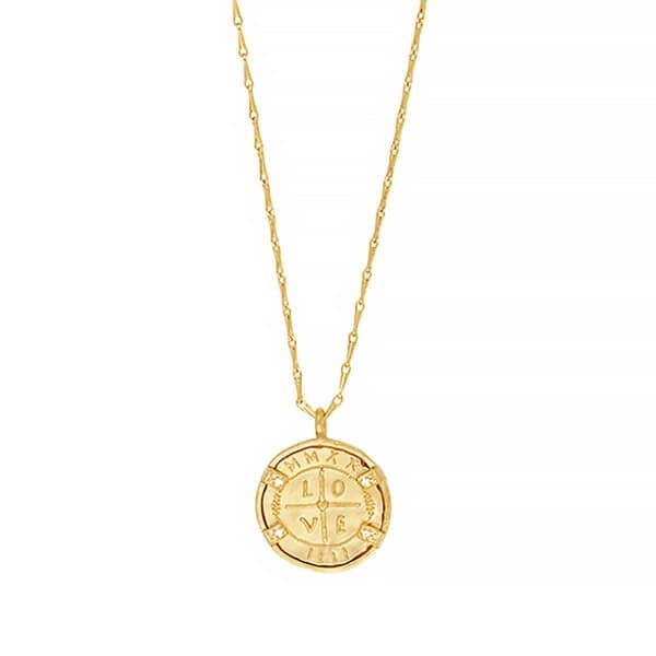 Sautoir fin médaille ancienne LOVE