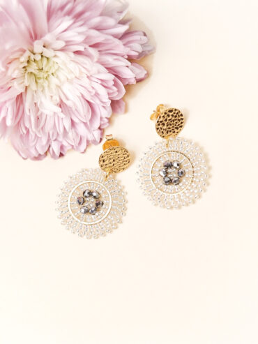 Boucles d'oreilles baby espagnola argent - blanc et gris