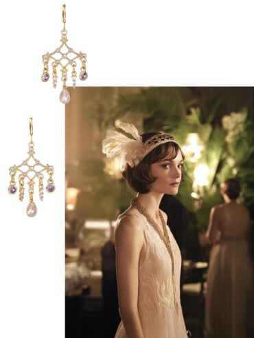 Boucles d'oreilles rétro chandelier JAY. Boucles pendantes dorées 18 carats femme