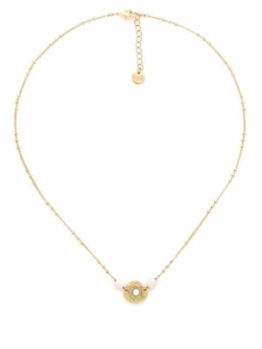 Collier médaillon maya perles d'eau douce