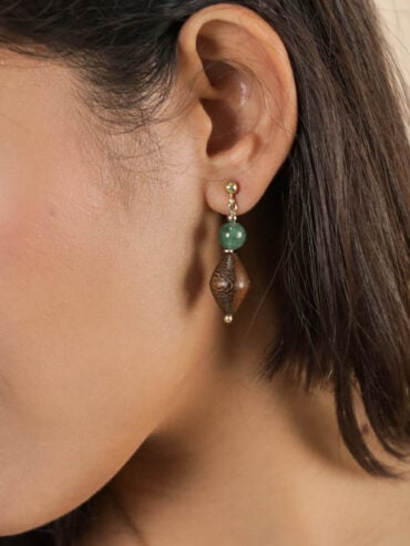 Boucles d'oreilels Perles Halalo - aventurine et bois