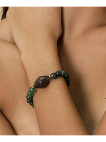 Bracelet perles vailala - bracelet extensible elastique. Aventurine et Bois