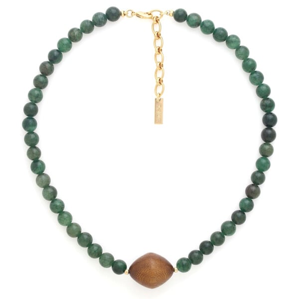 Collier perles Nature Futuna - Aventurine et Bois