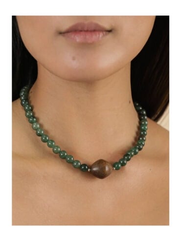 Collier perles Nature Futuna - Aventurine et Bois