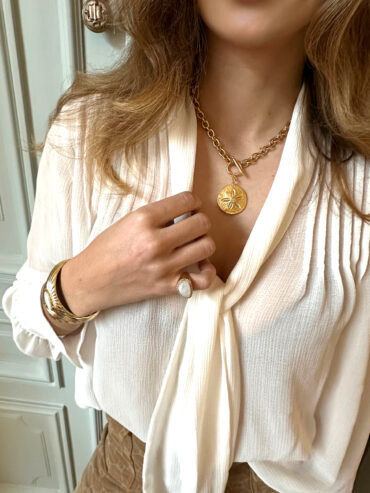 Collier sand dollars Vénus doré à l'or fin. - pendentif coquillage - femme