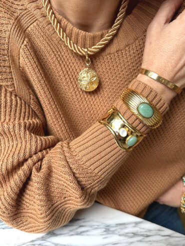 Jonc Strié aventurine Ondine et collier cordon