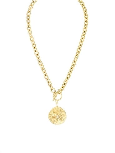 Collier sand dollars Vénus doré à l'or fin. - pendentif coquillage - zoom