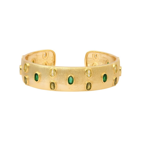 Jonc cabochons vert Ondine - doré à l'or fin