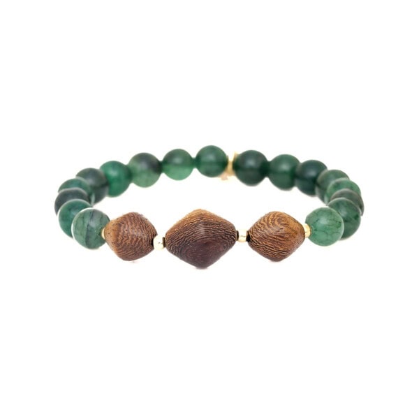 Bracelet perles nuku- bracelet extensible elastique. Aventurine et Bois