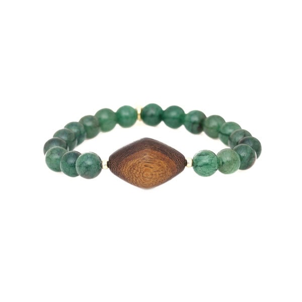 Bracelet perles vailala - bracelet extensible elastique. Aventurine et Bois