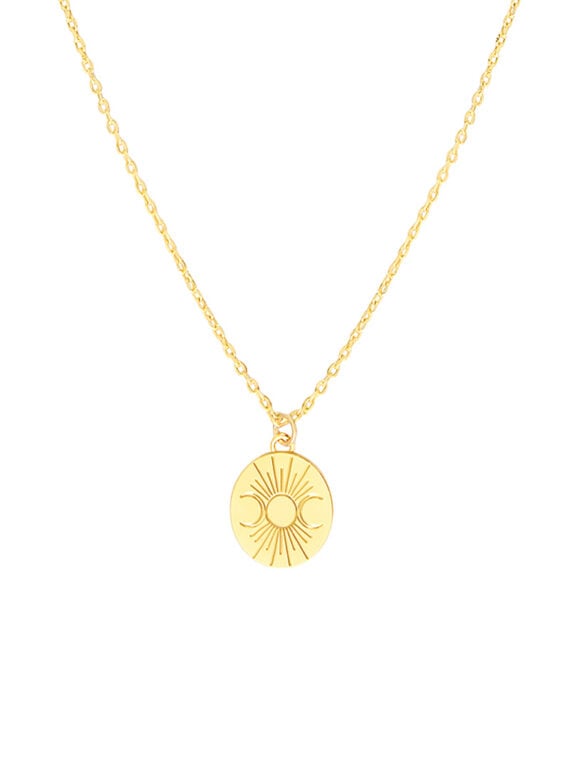 Collier médaille selene lune et soleil - doré à l'or fin