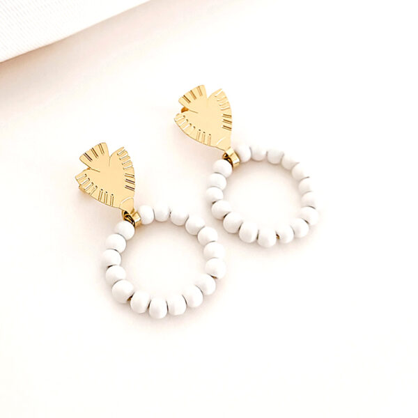 Boucles d'oreilles maya folk blanc grès
