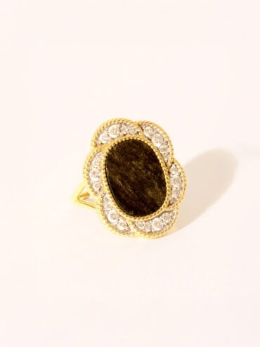 Bague Esmée obsidienne dorée