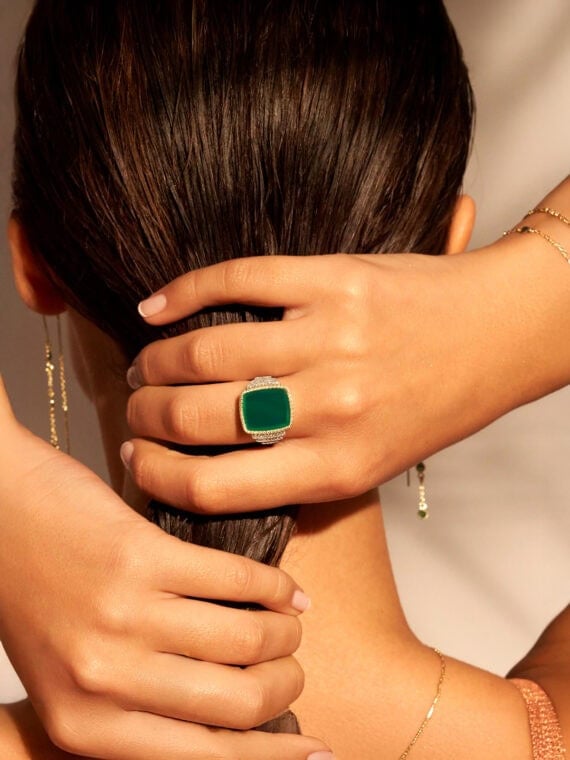 Bague Kara femme onyx vert