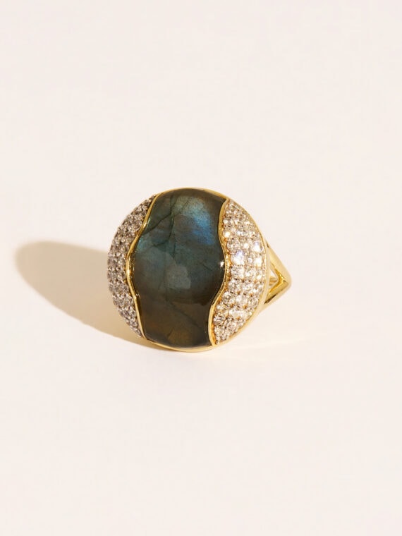 Bague ronde Vertige labradorite - Bijou en pierre naturelle