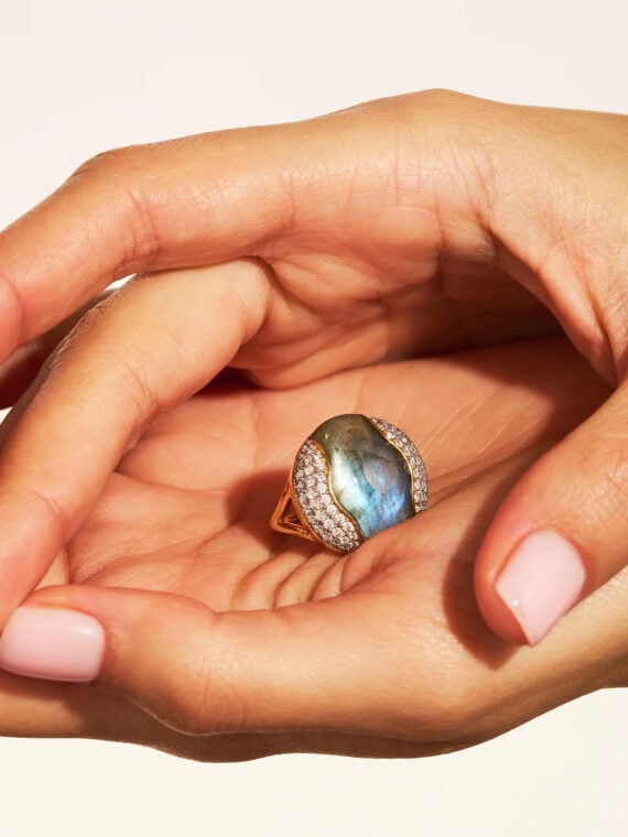 Bague ronde Vertige labradorite - Bijou en pierre naturelle