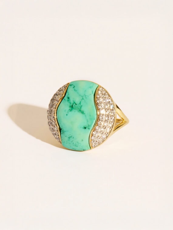 Bague ronde Vertige turquoise - Bijou en pierre naturelle
