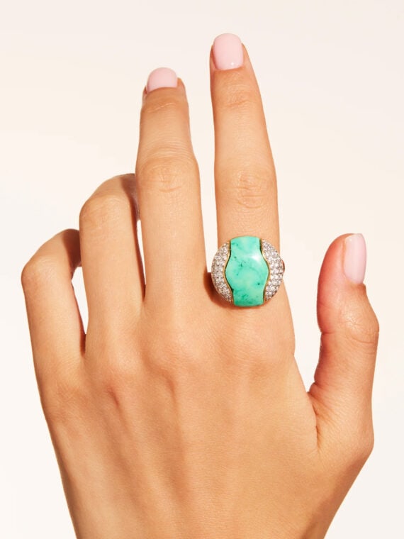 Bague ronde Vertige turquoise - Bijou en pierre naturelle