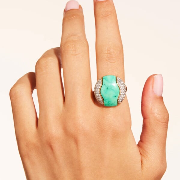 Bague ronde Vertige turquoise - Bijou en pierre naturelle