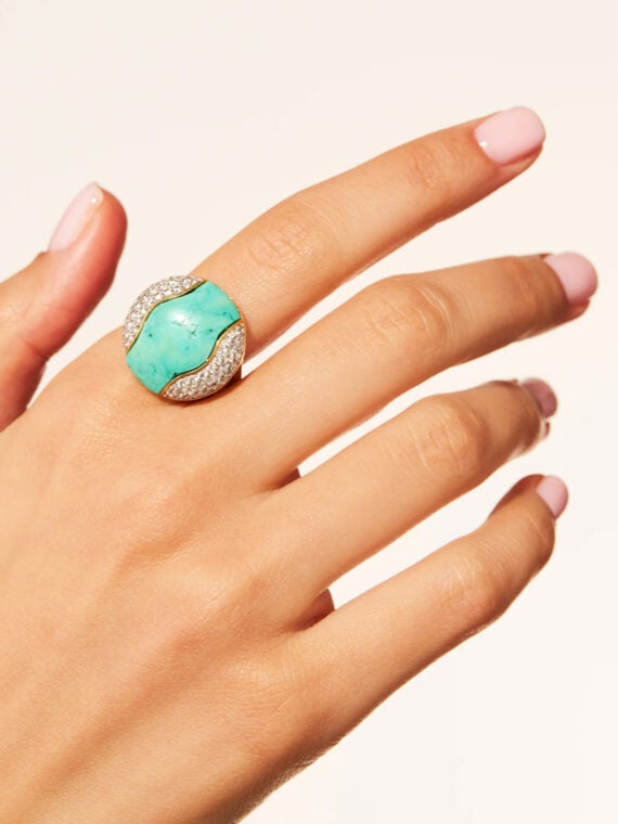 Bague ronde Vertige turquoise - Bijou en pierre naturelle