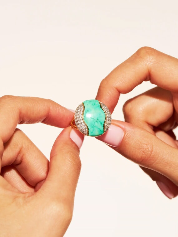 Bague ronde Vertige turquoise - Bijou en pierre naturelle