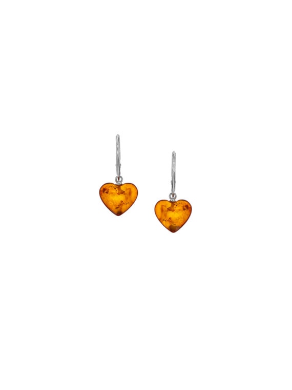 Boucles d'oreilles coeur d'ambre