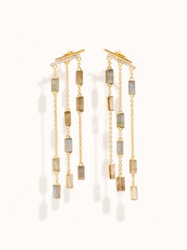 Boucles mara labradorite - Boucles d'oreilles longues avec pierres fines