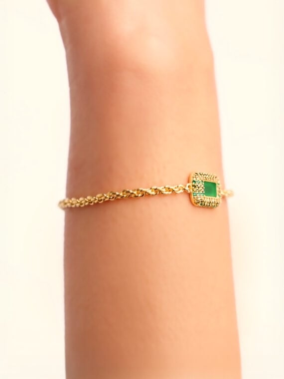 Bracelet karma onyx vert poignet femme